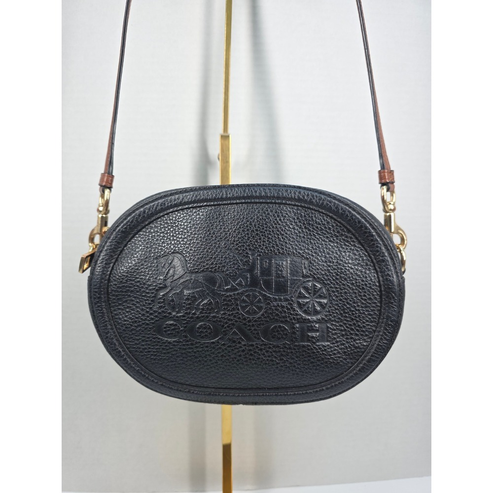 Coach Horse and Carriage Camera Bag Black Leather Crossbody C4056